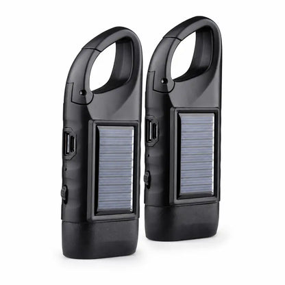 2-Pack Solar Hand Crank Emergency Flashlights – USB-C Rechargeable Outdoor Lights