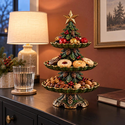 🎄 Vintage Christmas Tree 3-Tier Serving Stand