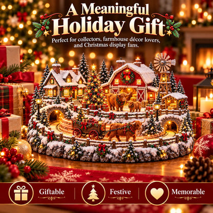 🐮 Highland Cow Christmas Farm Village – Animated Holiday Scene