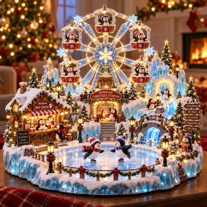🔥Last Day 50% OFF 🎡🐧 Penguin Christmas Funfair™ – Animated Lighted Holiday Village