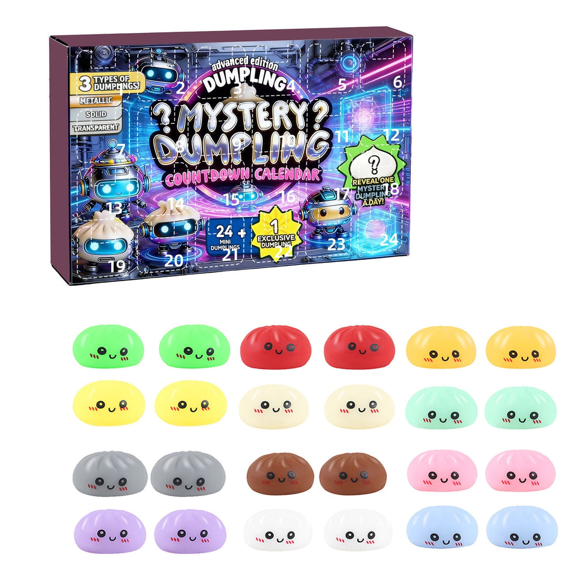 🥟Christmas Mystery Dumpling Advent Calendar Blind Box—Stress-Relief Blind Box Toy for Adults🎁