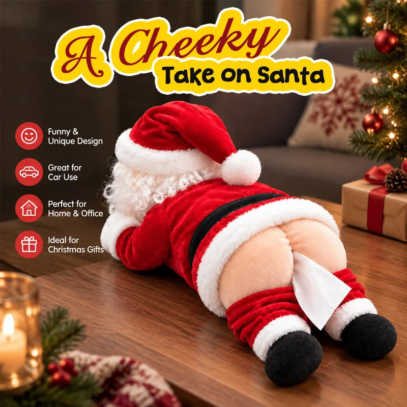 🎅 Funny Santa Butt Tissue Box - Cheeky Christmas Decor & Gag Gift