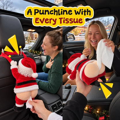🎅 Funny Santa Butt Tissue Box - Cheeky Christmas Decor & Gag Gift