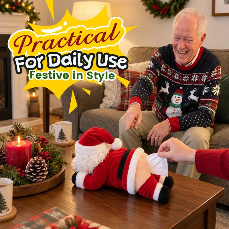 🎅 Funny Santa Butt Tissue Box - Cheeky Christmas Decor & Gag Gift