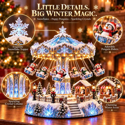 🎄 Christmas Sale 50% OFF! 🐧 Penguin Christmas Carousel – Rotating Winter Light Display