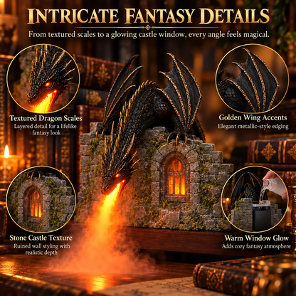 🐉 Drachen-Luftbefeuchter mit Flammeneffekt – Fantasy-Zauber für Ihre Leseecke