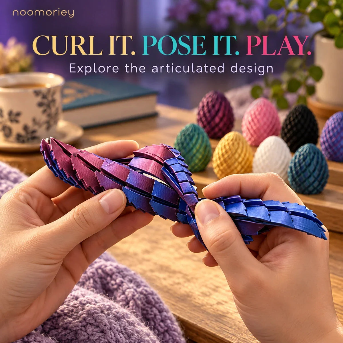 🐉 3D Printed Dragon Egg – Articulated Dragon Inside, Colorful Fantasy Collectible & Surprise Gift