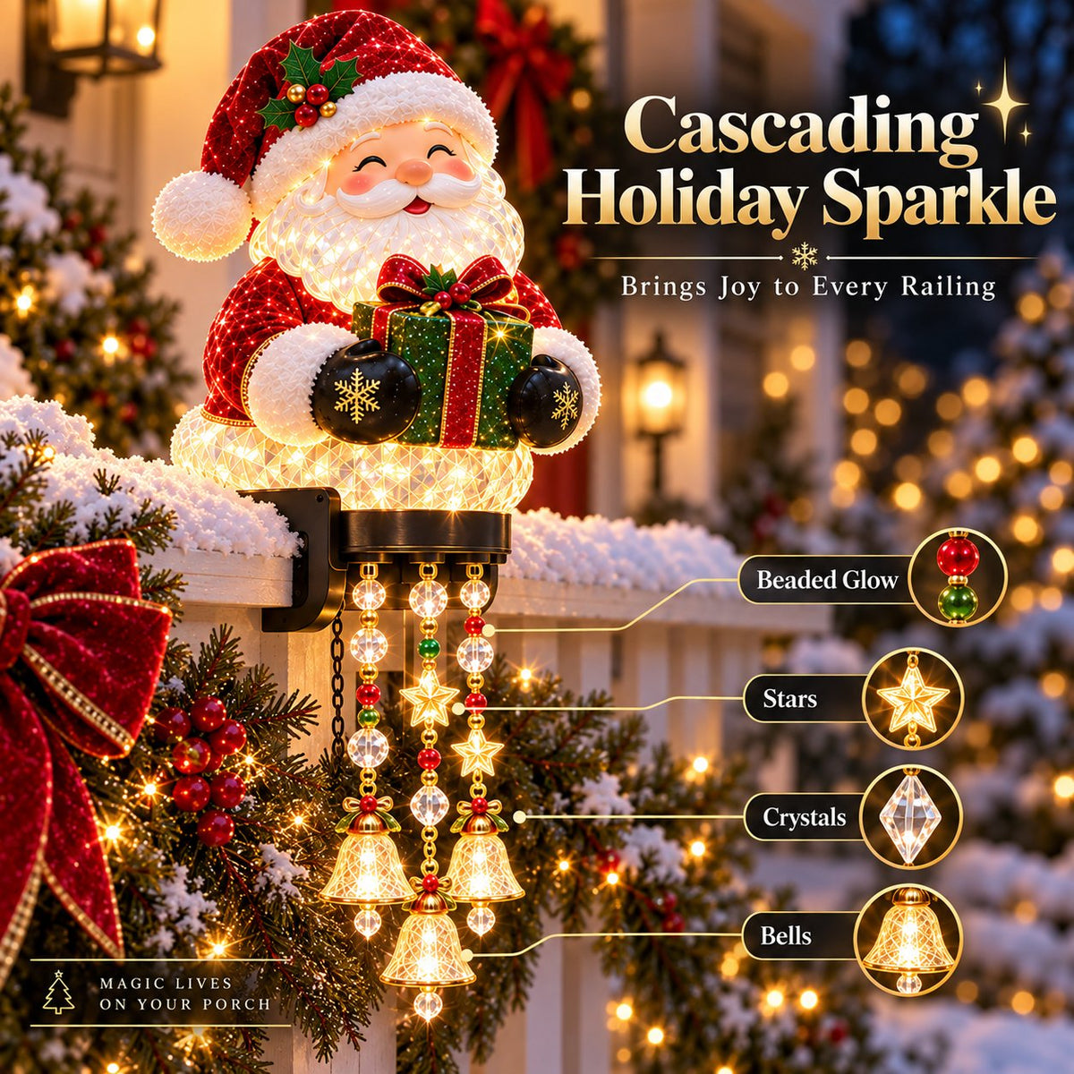 🎄Christmas Porch Railing Lights – 4 Festive Character Designs