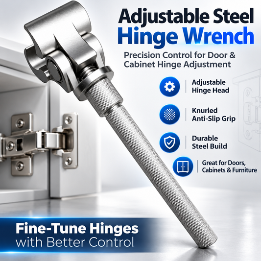 🔧 Adjustable Steel Hinge Wrench – Precision Door Hinge Adjustment Tool with Articulated Head & Anti-Slip Grip