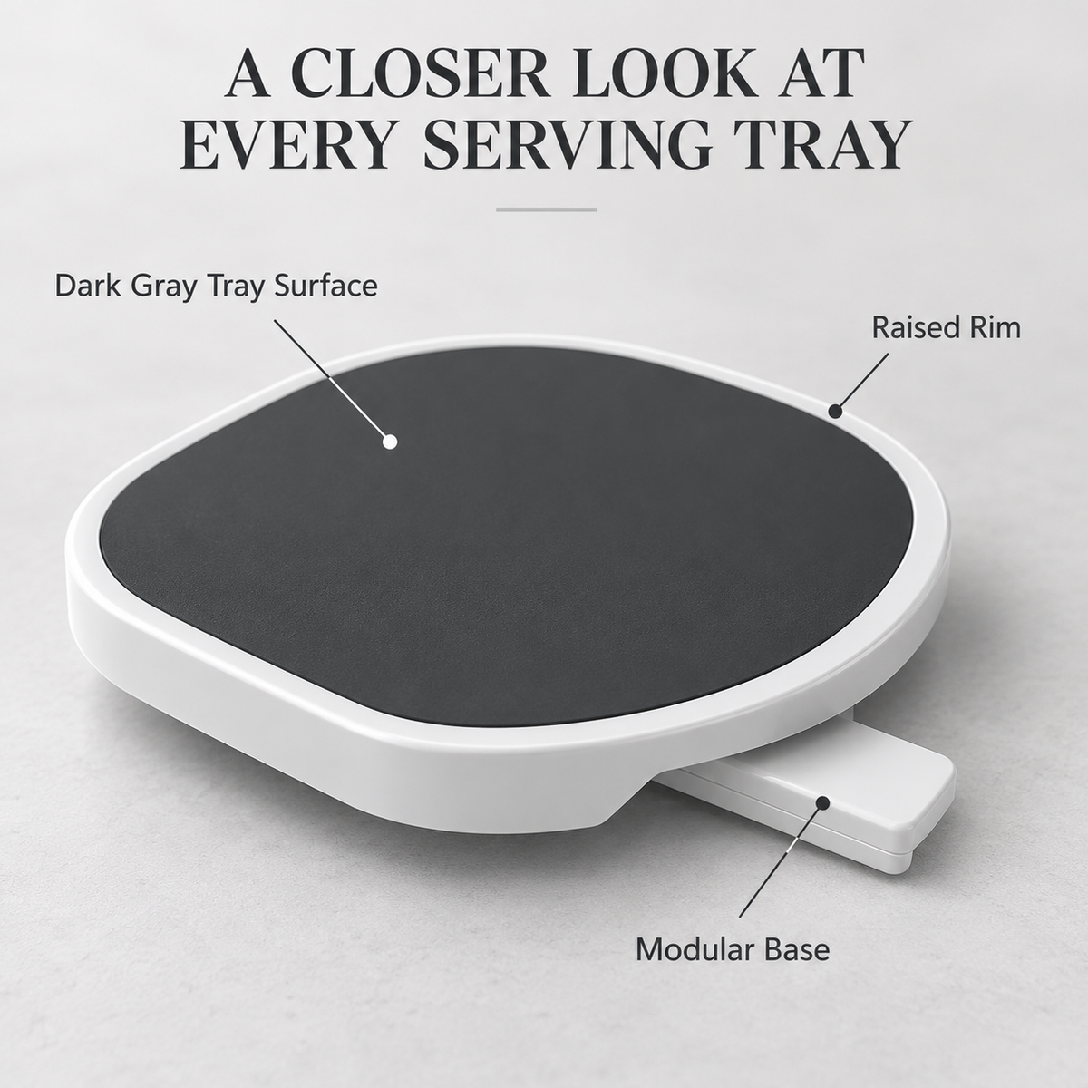 Close up of modular serving tray section