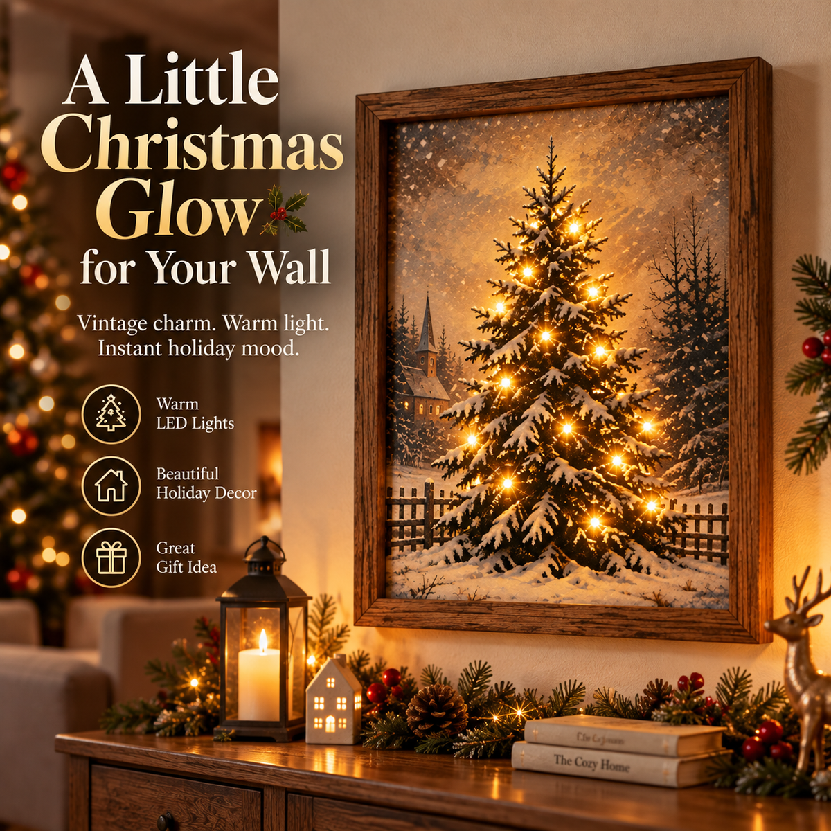 🎄✨ Light-Up Christmas Tree Framed Art – Bring a Cozy Holiday Glow to Your Home