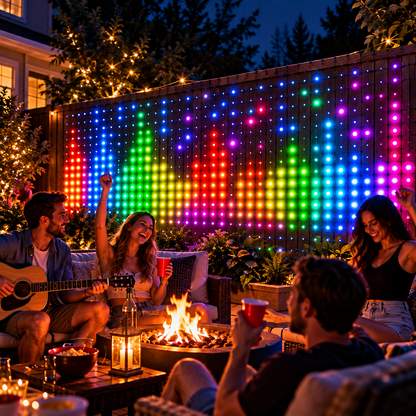 ✨ 400 LED Smart RGB Curtain Lights – App-Controlled DIY Pixel Art, Music Sync & Custom Light Shows 🎄