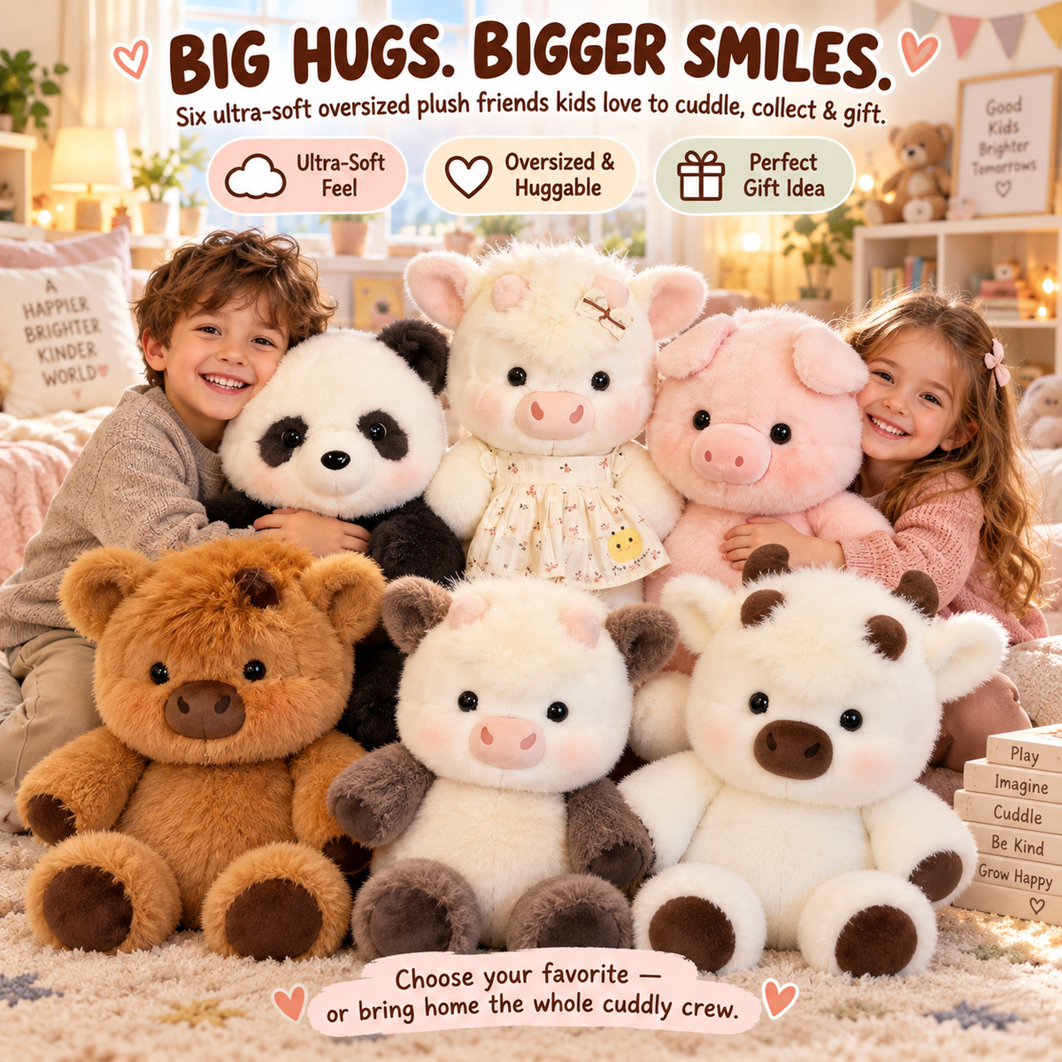 Oversized animal plush collection