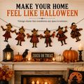 Vintage Wooden Halloween Pumpkin Character Garland -6 Piece Rustic Hanging Banner for Mantels, Walls, Porches & Parties