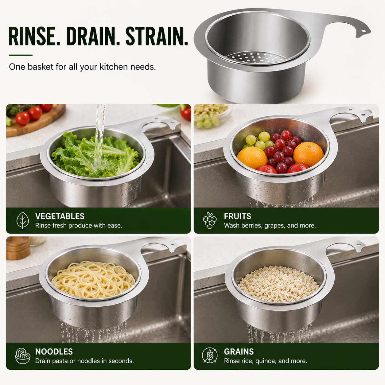 Stainless Steel Swan Sink Hanging Filter Basket