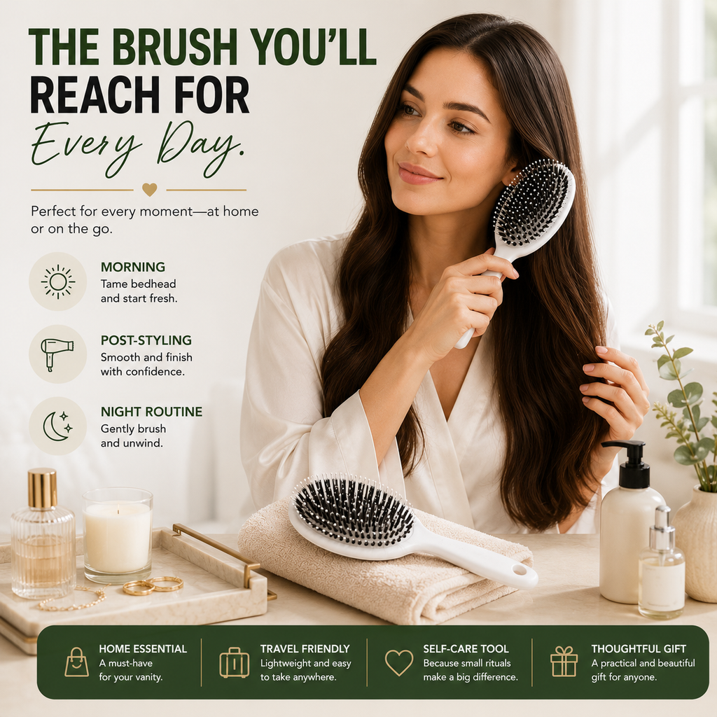 ✨ Dual-Bristle Detangling & Scalp Massage Hair Brush