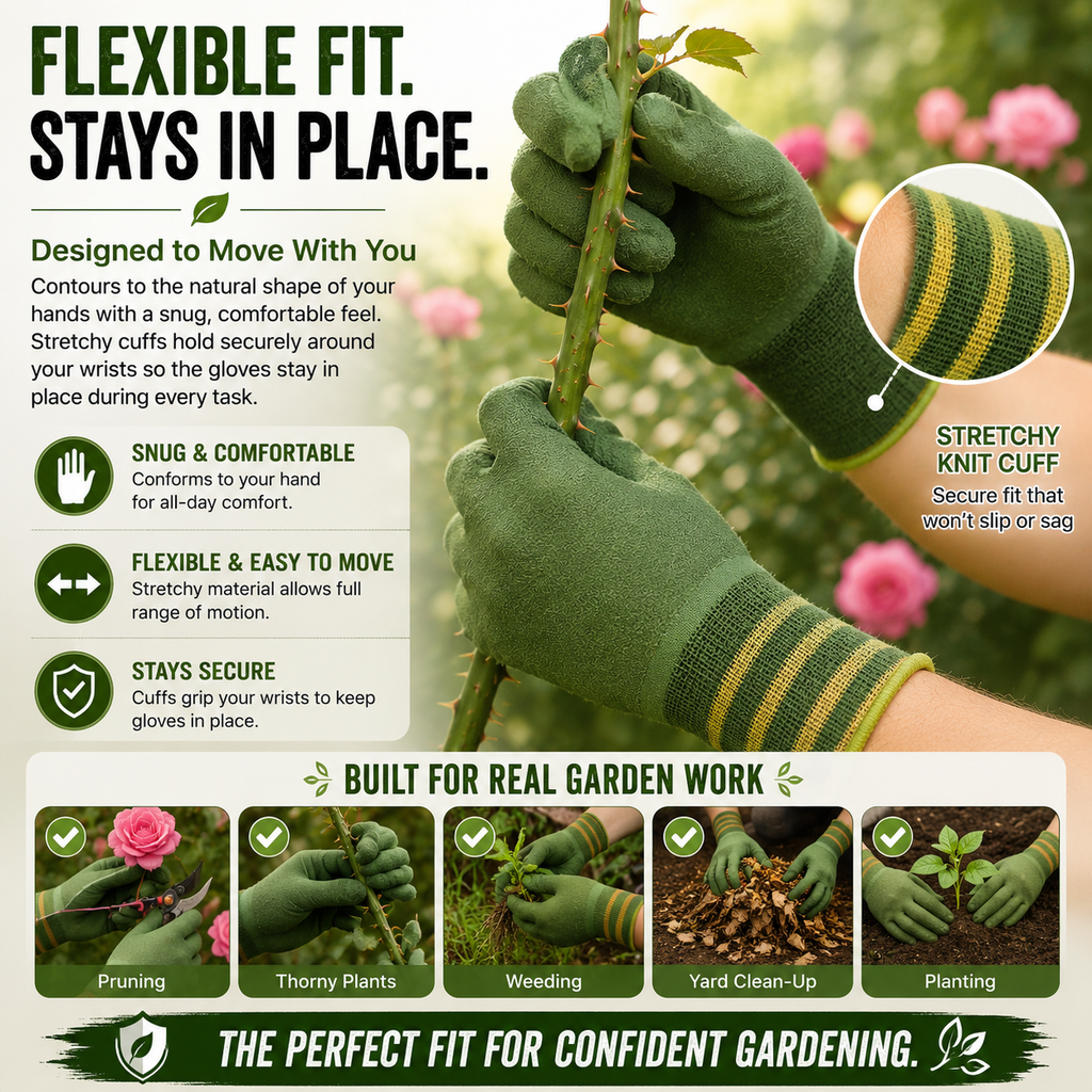 🌹 Thorn-Resistant Breathable Gardening Gloves – Secure Grip & Comfort
