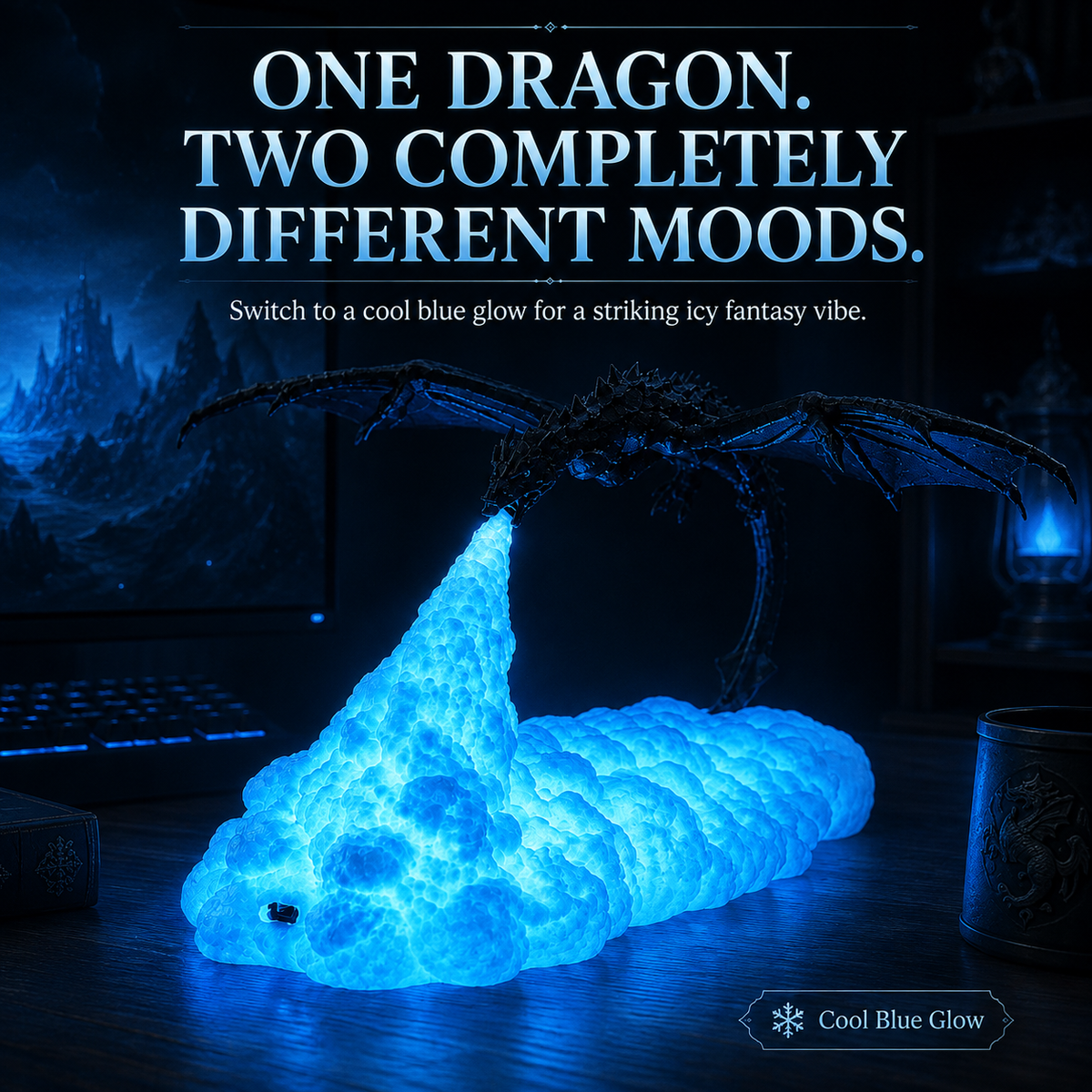 🐉 Dragon Flame Night Light – Dual-Color Rechargeable Fantasy Lamp