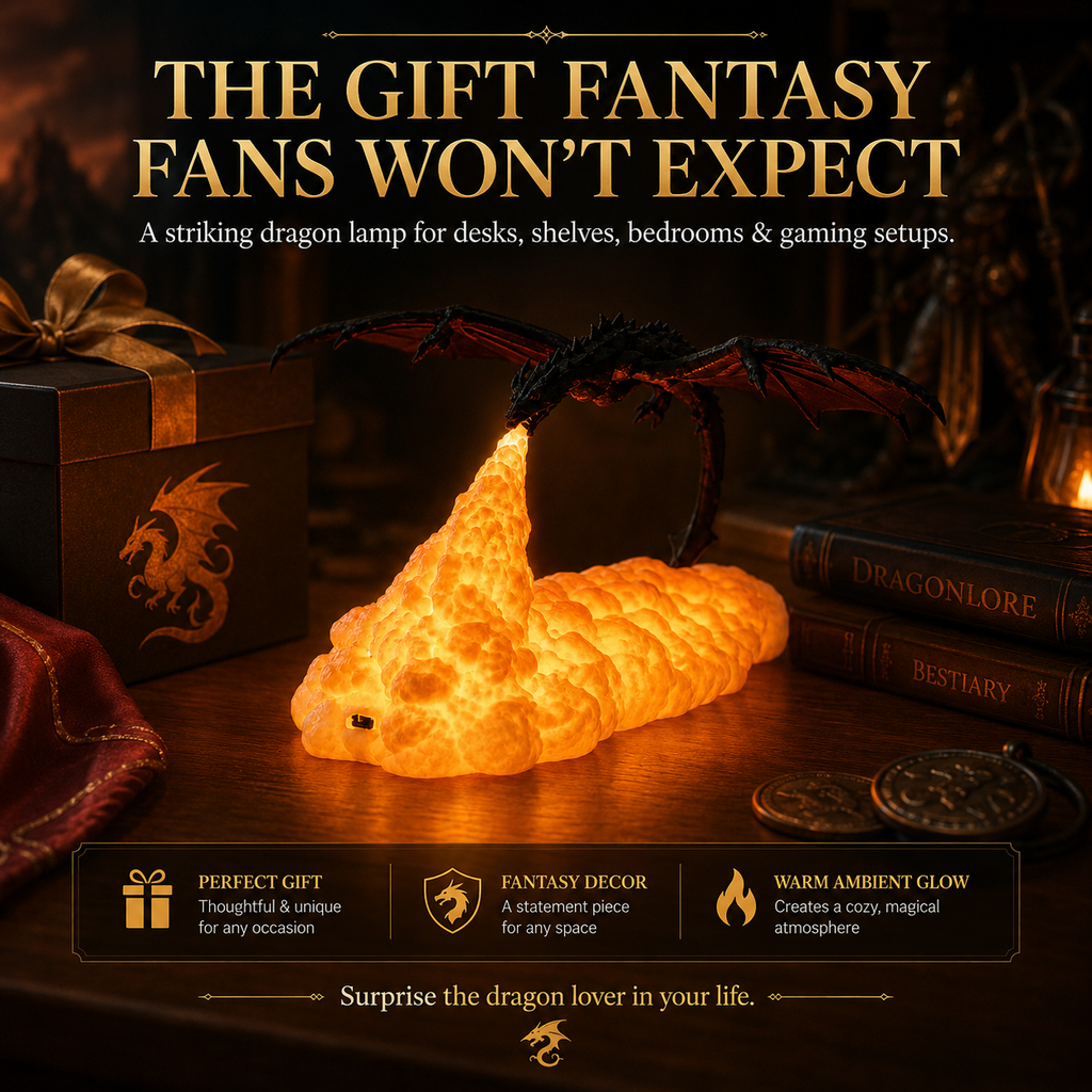 🐉 Dragon Flame Night Light – Dual-Color Rechargeable Fantasy Lamp