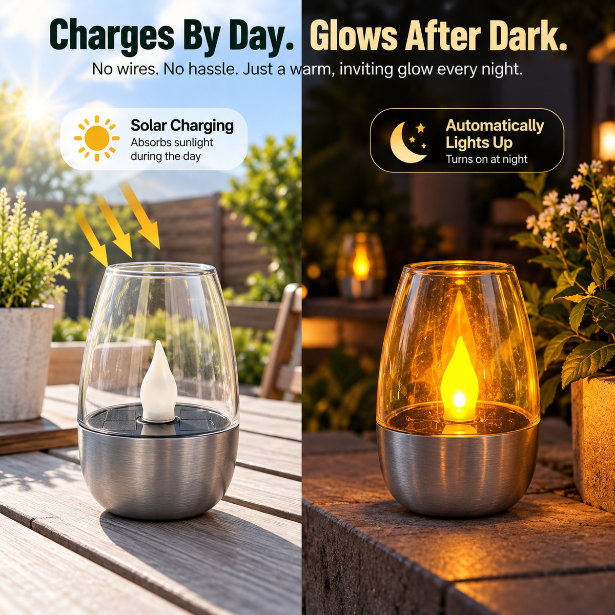 Solar Flickering Candle Lights – Flameless Outdoor Patio & Garden Decor