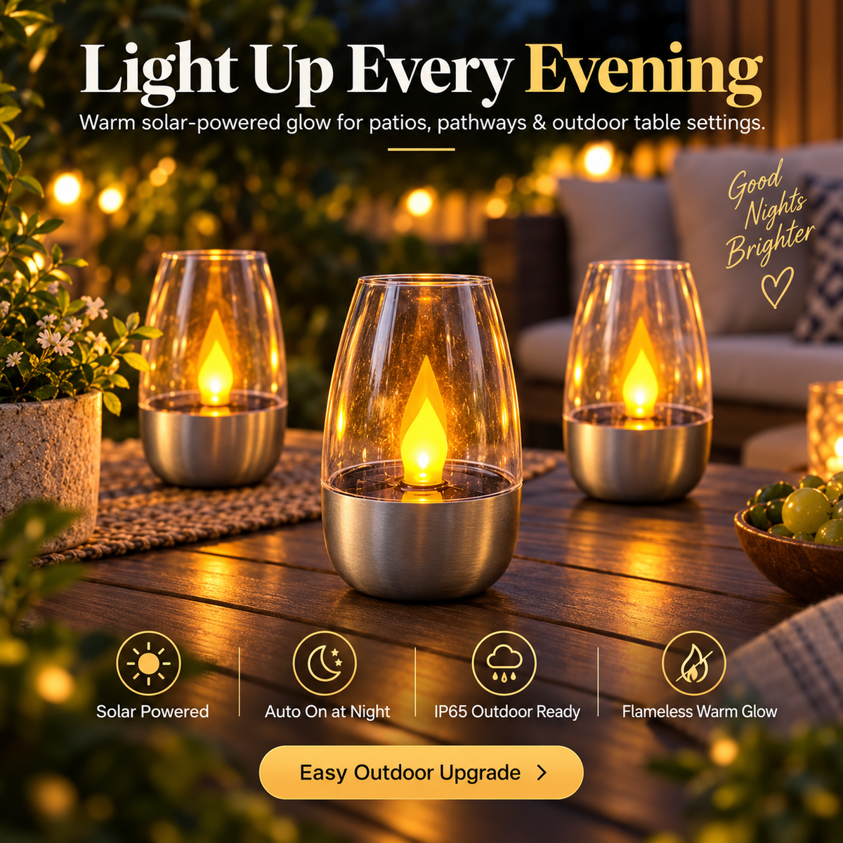 Solar Flickering Candle Lights – Flameless Outdoor Patio & Garden Decor