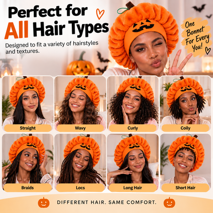 Halloween Pumpkin Sleep Bonnet – Soft Hair Protection for Bedtime & Skincare