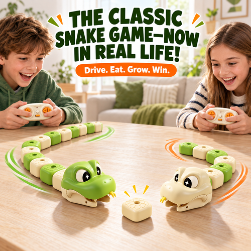 Remote-Control Magnetic Snake Battle Game – 2-Player Eat, Grow & Race Challenge for Kids