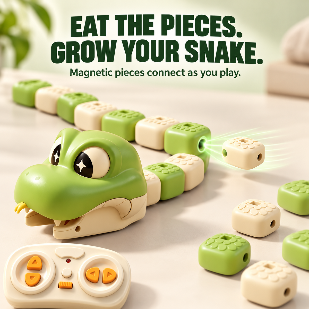 Remote-Control Magnetic Snake Battle Game – 2-Player Eat, Grow & Race Challenge for Kids