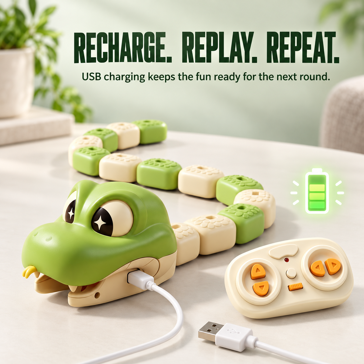 Remote-Control Magnetic Snake Battle Game – 2-Player Eat, Grow & Race Challenge for Kids
