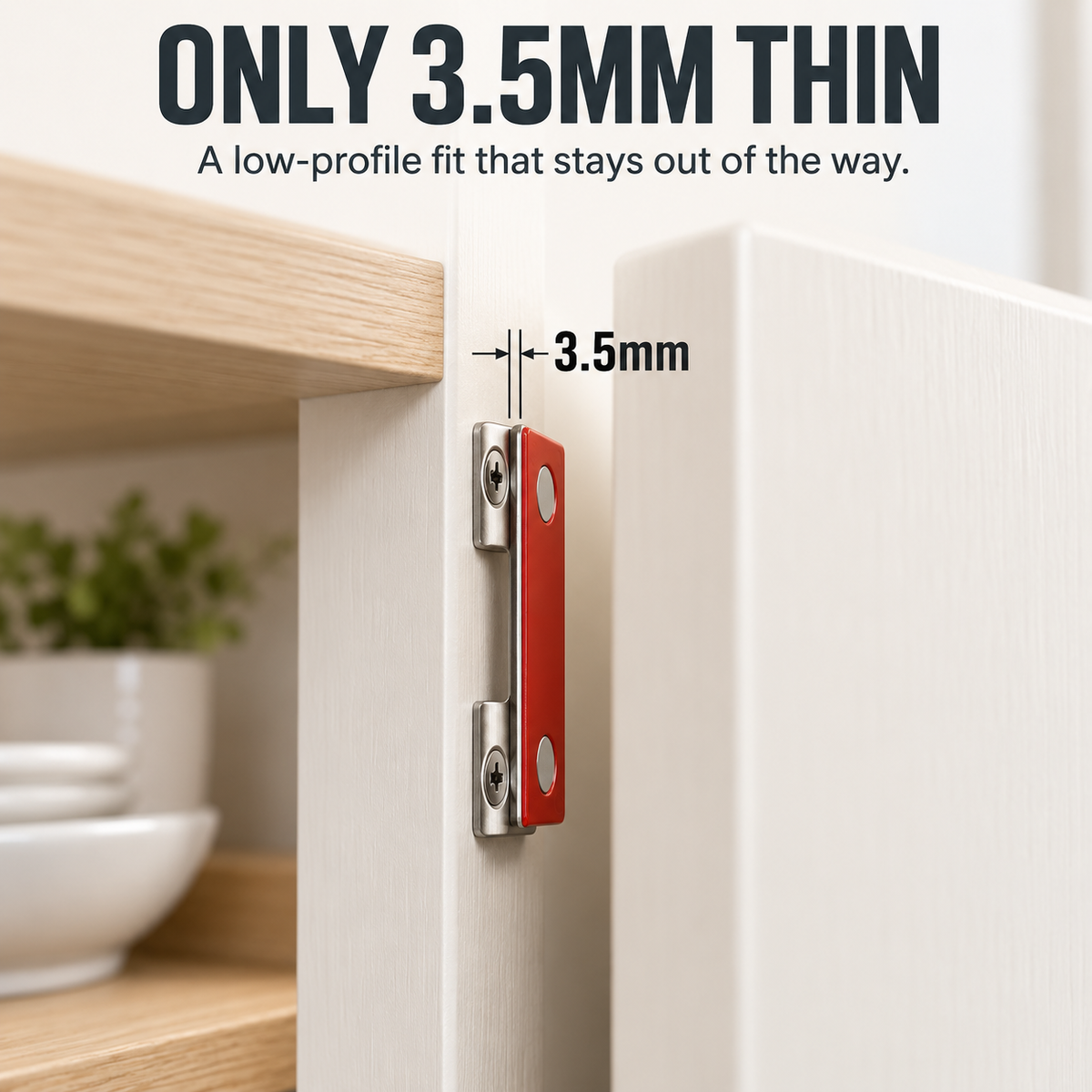 Ultra-Thin Magnetic Cabinet Door Catch – 3.5mm Hidden Steel Closure for Cabinets & Wardrobes