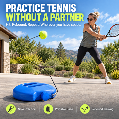 Solo Tennis Rebound Trainer Set – Fillable Base with 2 Balls & 13-Ft Elastic Cord
