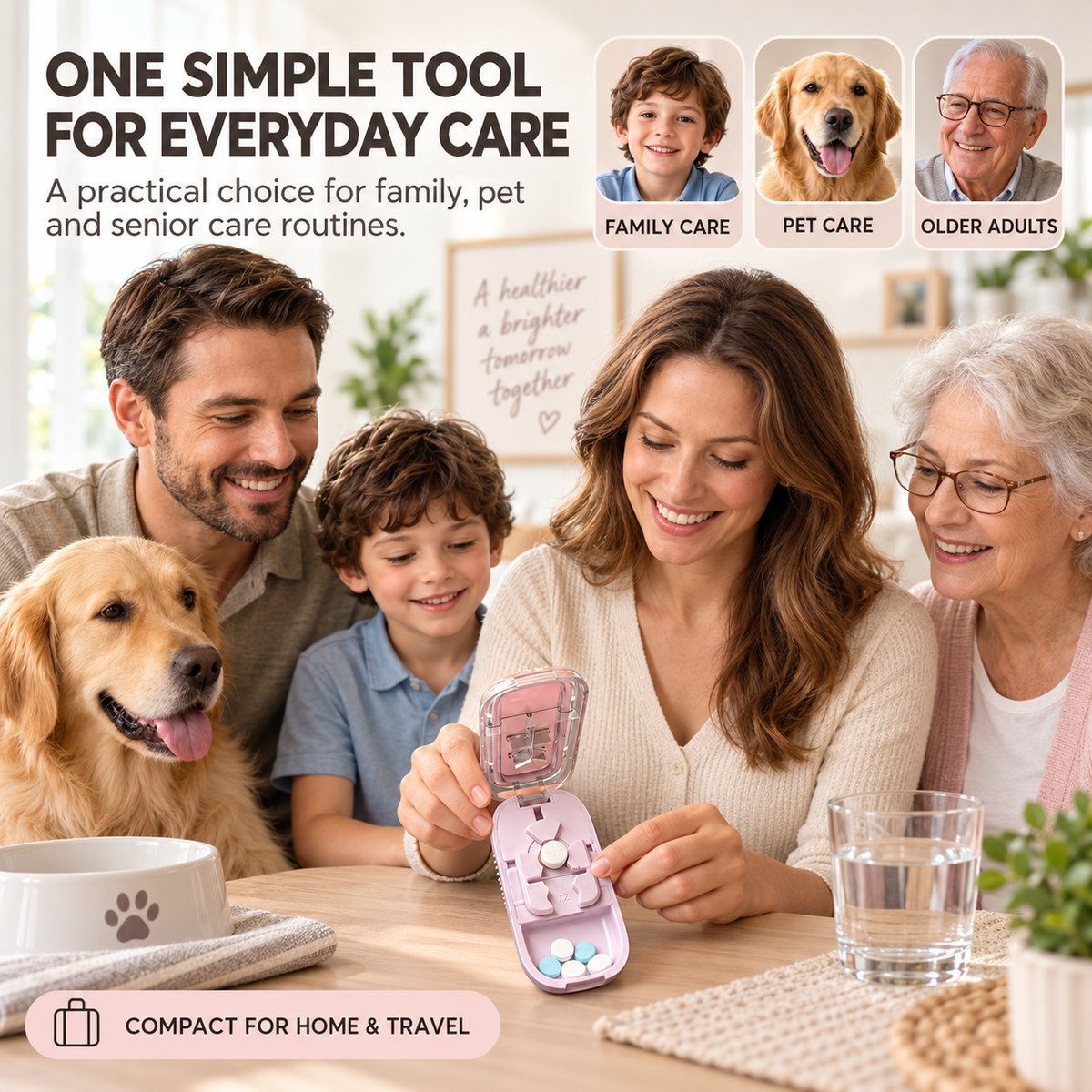 3-Way Precision Pill Cutter with Storage – 1/2, 1/3 & 1/4 Split Options