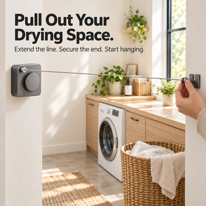 Space-Saving Retractable Clothesline with Adjustable Tension