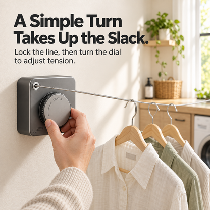 Space-Saving Retractable Clothesline with Adjustable Tension