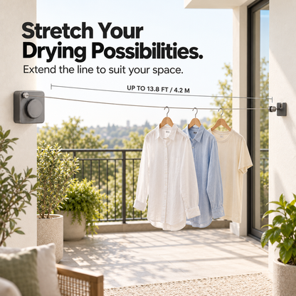 Space-Saving Retractable Clothesline with Adjustable Tension