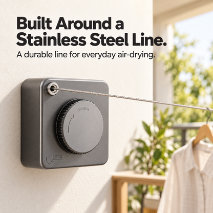 Space-Saving Retractable Clothesline with Adjustable Tension