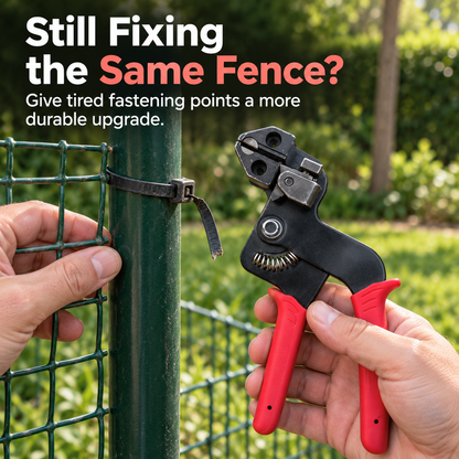 Metal Cable Tie Gun & 304 Stainless Steel Ties – Tighten & Trim for Outdoor Repairs