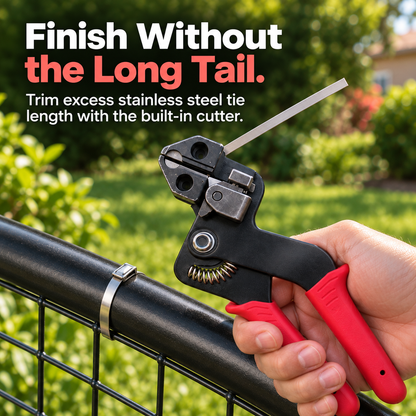 Metal Cable Tie Gun & 304 Stainless Steel Ties – Tighten & Trim for Outdoor Repairs