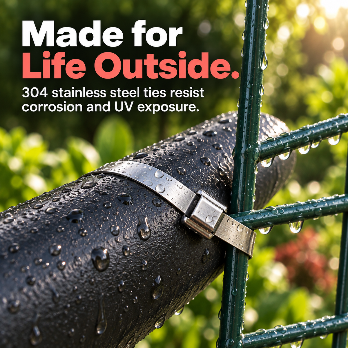 Metal Cable Tie Gun & 304 Stainless Steel Ties – Tighten & Trim for Outdoor Repairs