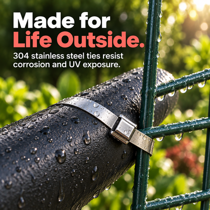 Metal Cable Tie Gun & 304 Stainless Steel Ties – Tighten & Trim for Outdoor Repairs