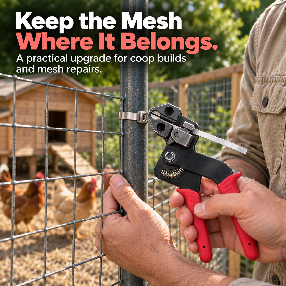 Metal Cable Tie Gun & 304 Stainless Steel Ties – Tighten & Trim for Outdoor Repairs