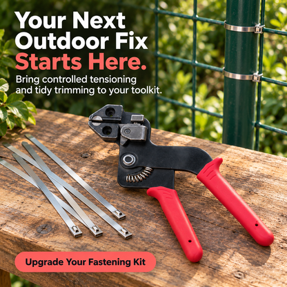 Metal Cable Tie Gun & 304 Stainless Steel Ties – Tighten & Trim for Outdoor Repairs