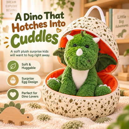 🦖 Hatch & Hug Dinosaur Plush Egg – Soft Surprise Cuddle Buddy for Kids