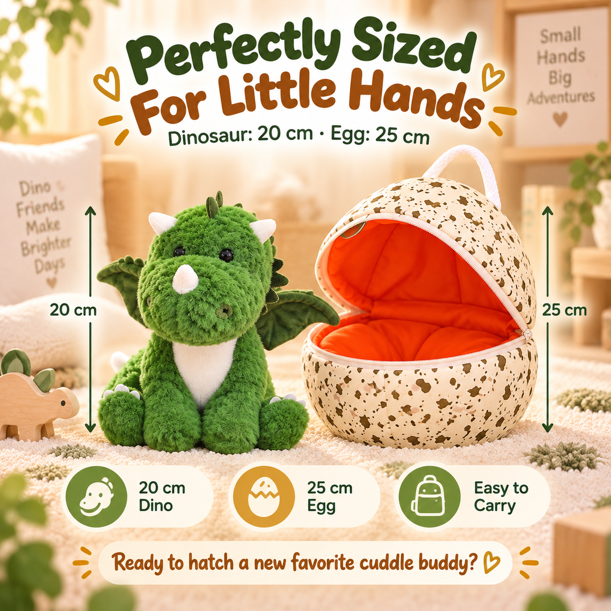 🦖 Hatch & Hug Dinosaur Plush Egg – Soft Surprise Cuddle Buddy for Kids