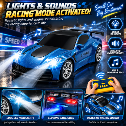 🏎️ Refuel & Drift RC Car Playset – Mist Spray, Lights, Sounds & Gas Station Fun