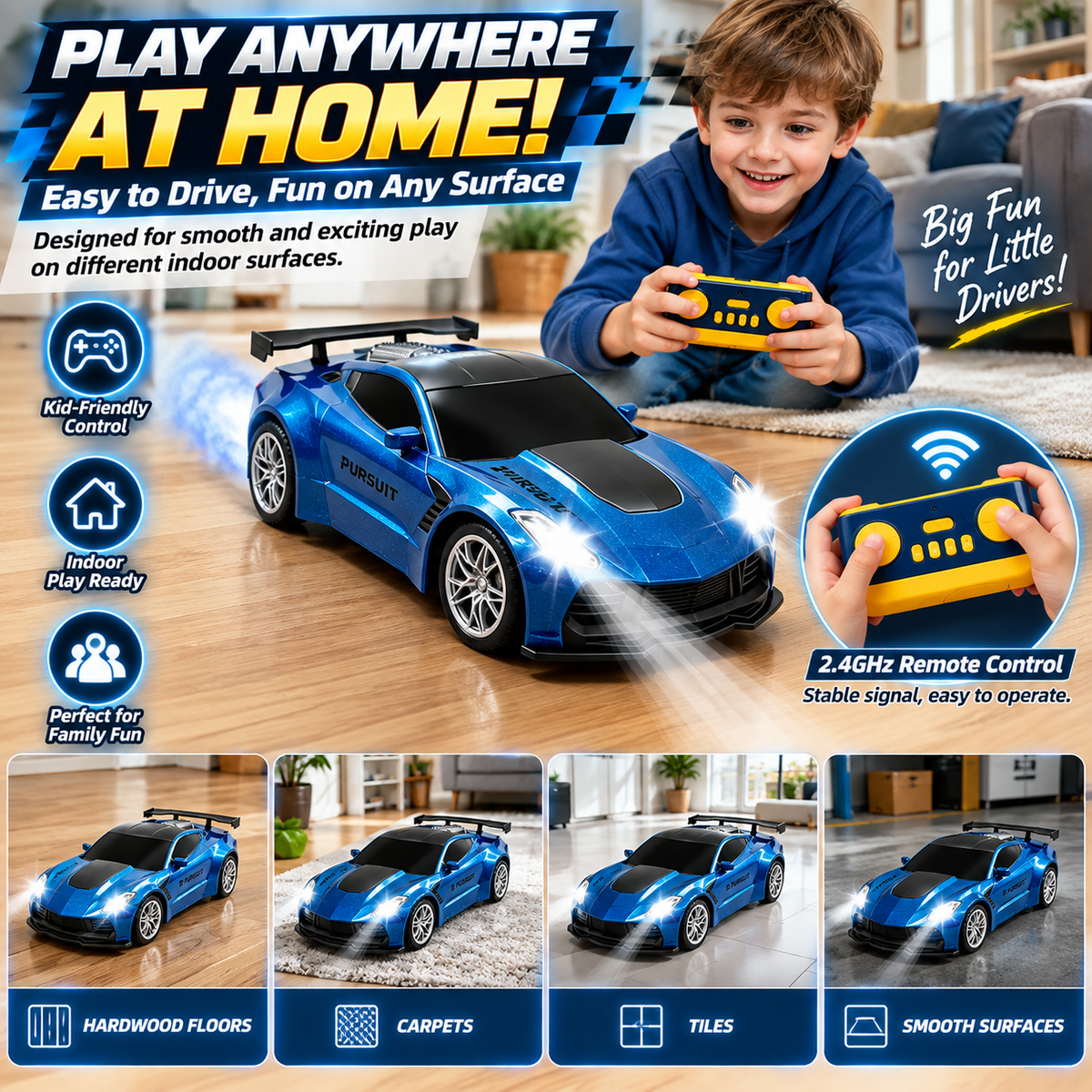 🏎️ Refuel & Drift RC Car Playset – Mist Spray, Lights, Sounds & Gas Station Fun