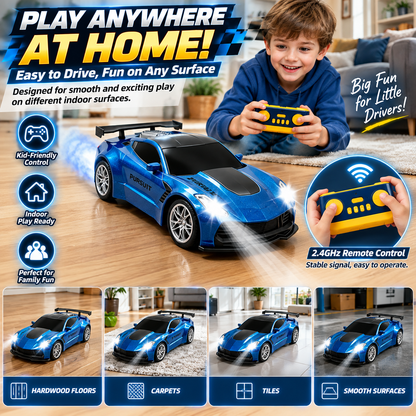🏎️ Refuel & Drift RC Car Playset – Mist Spray, Lights, Sounds & Gas Station Fun