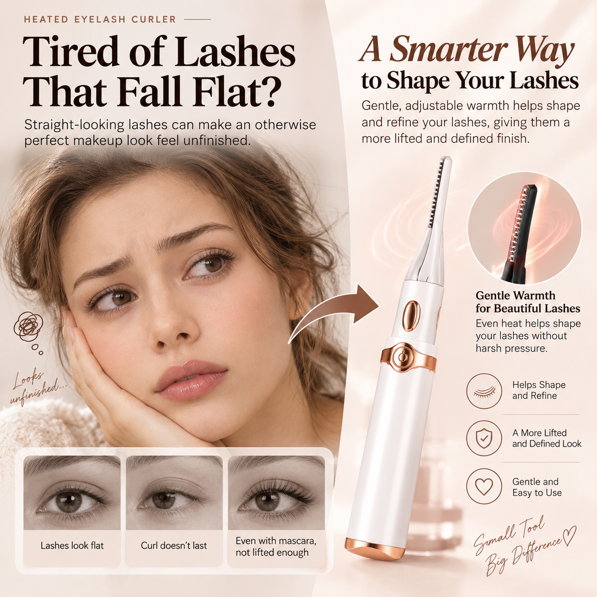 ✨ Rechargeable Heated Eyelash Curler – Lift & Shape with 3 Heat Settings