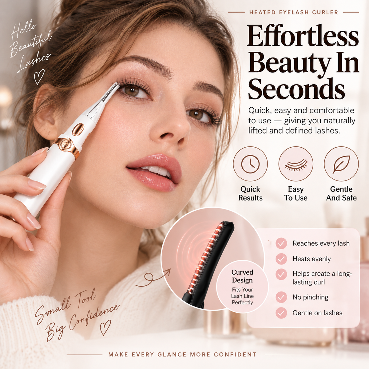 ✨ Rechargeable Heated Eyelash Curler – Lift & Shape with 3 Heat Settings
