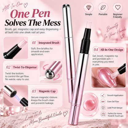 💅 All-in-One Cat-Eye Nail Gel Pen – Easy DIY Salon-Look Nails